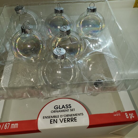 CLEAR GLASS CHRISTMAS BALLS - COUNT OF 6 - Picture 2 of 2